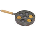 Cast Iron Pre-Seasoned Cake Mold Pan with Wooden Handle